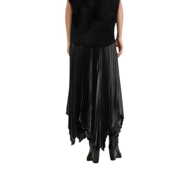 All Saints Phia Pleated Skirt Assymetrical Handkerchief Hem in Metallic Gray - Picture 3 of 11